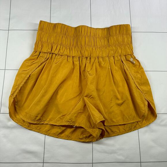 Free People Movement Short Womens Large Mustard Yellow Way Home Athletic Gym Run - Picture 1 of 11
